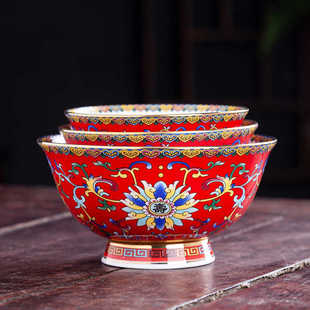 景德镇陶瓷碗金边福寿碗定制回礼中式家用米饭碗面汤碗仿古餐具碗