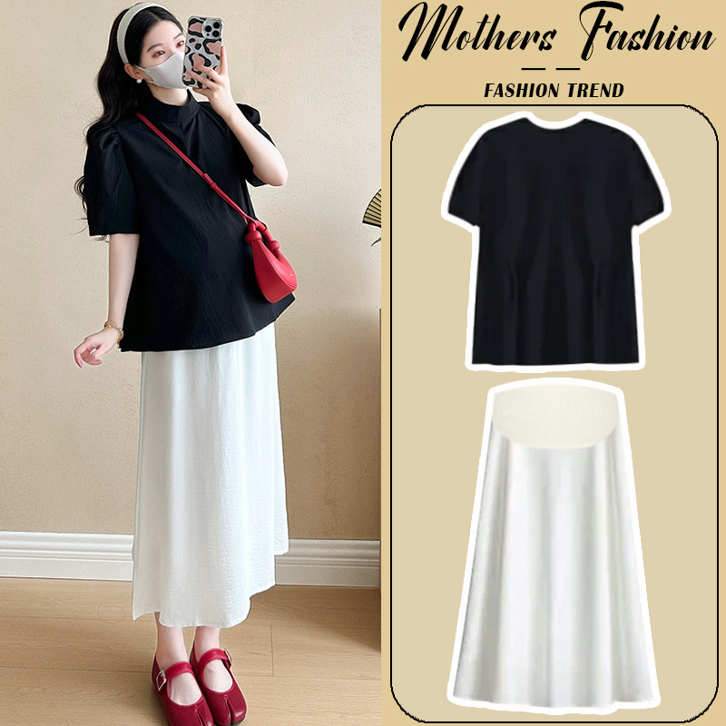 孕妇连衣裙套装夏季2025新款法式