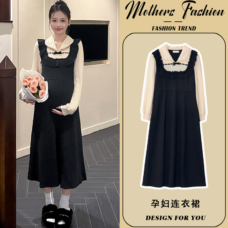 孕妇连衣裙秋冬2025新款