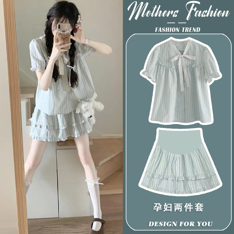 孕妇连衣裙套装夏季2025新款韩版