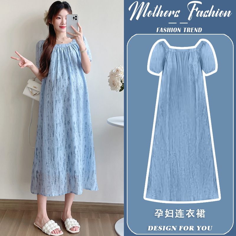 孕妇连衣裙韩版甜美一件穿到生