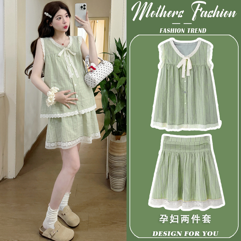 孕妇连衣裙套装夏季2025新款法式