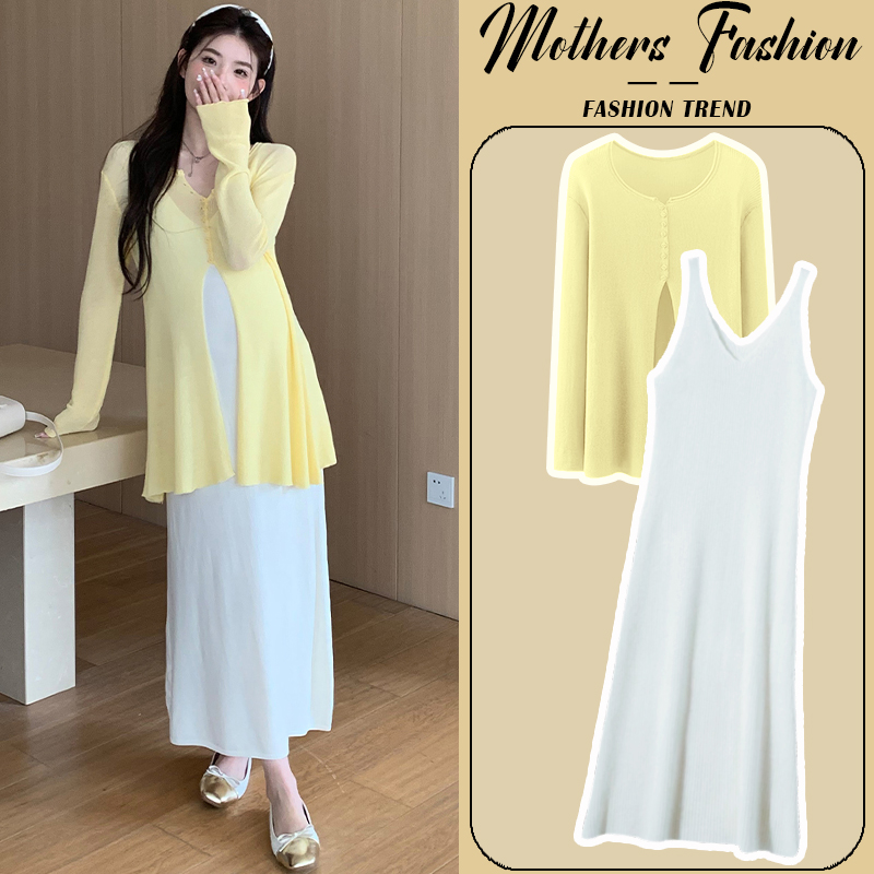 孕妇连衣裙套装春秋2025新款法式