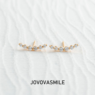 微笑钻石耳钉18k黄金AU750共28分气质温柔高级感耳饰女金针不掉色