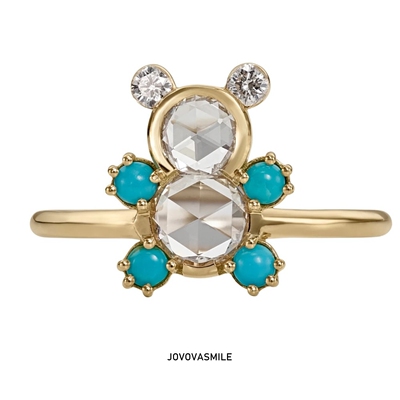 小熊戒指天然彩宝18k金戒指女戒