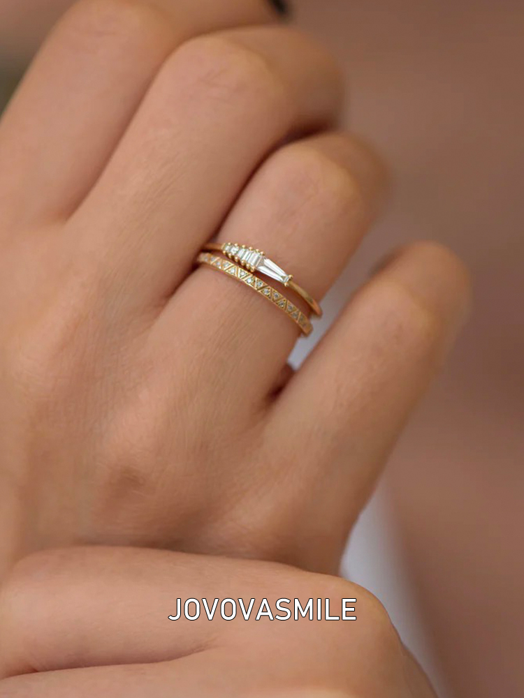 JOVOVASMILE18k金戒指女莫桑小众
