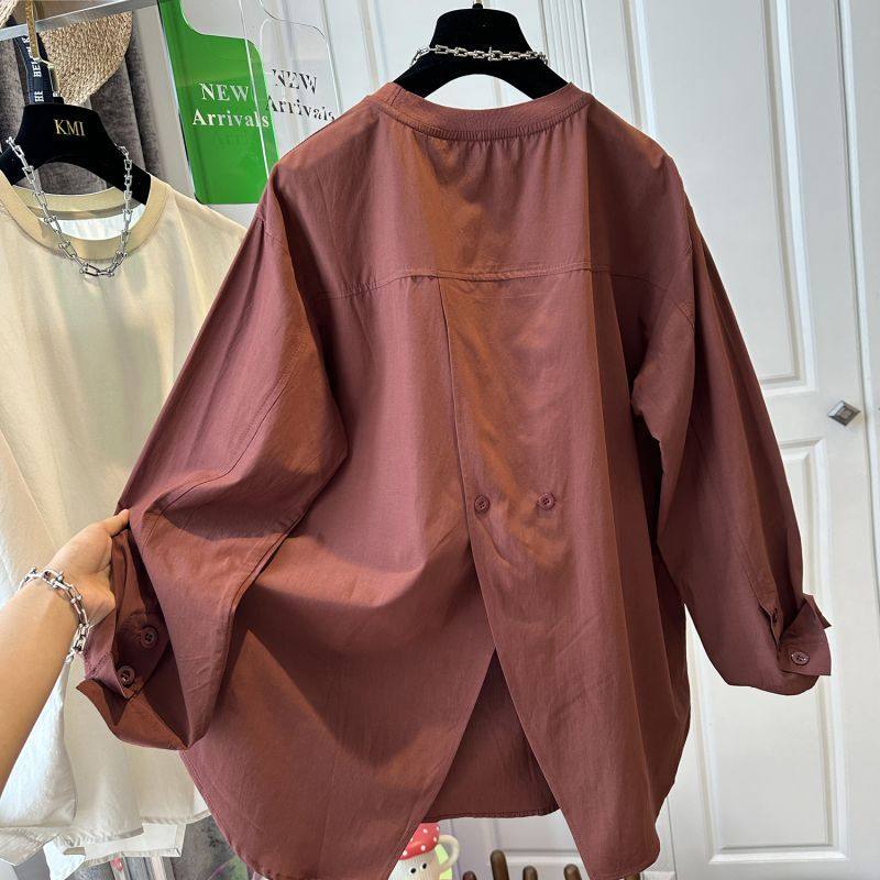 开叉衬衫女春秋大码上衣