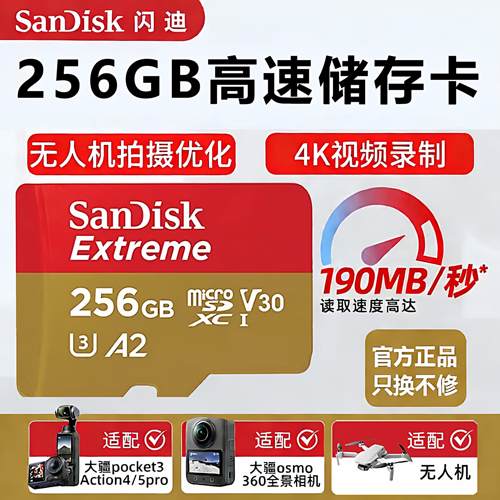 闪迪256g高速内存卡支持D