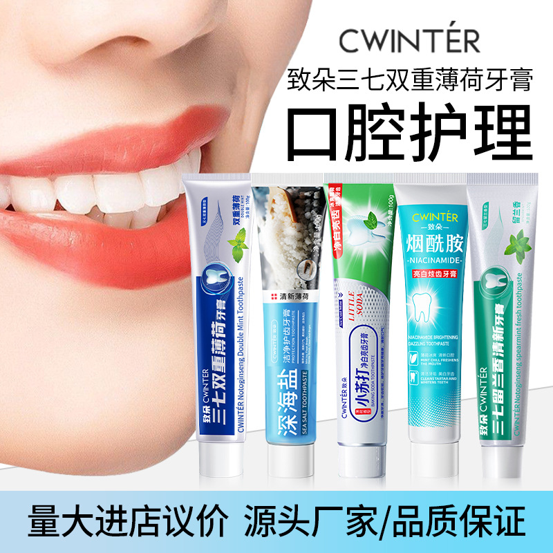 致朵三七双重薄荷牙膏深层清洁牙齿清新呵护口腔护理 厂家