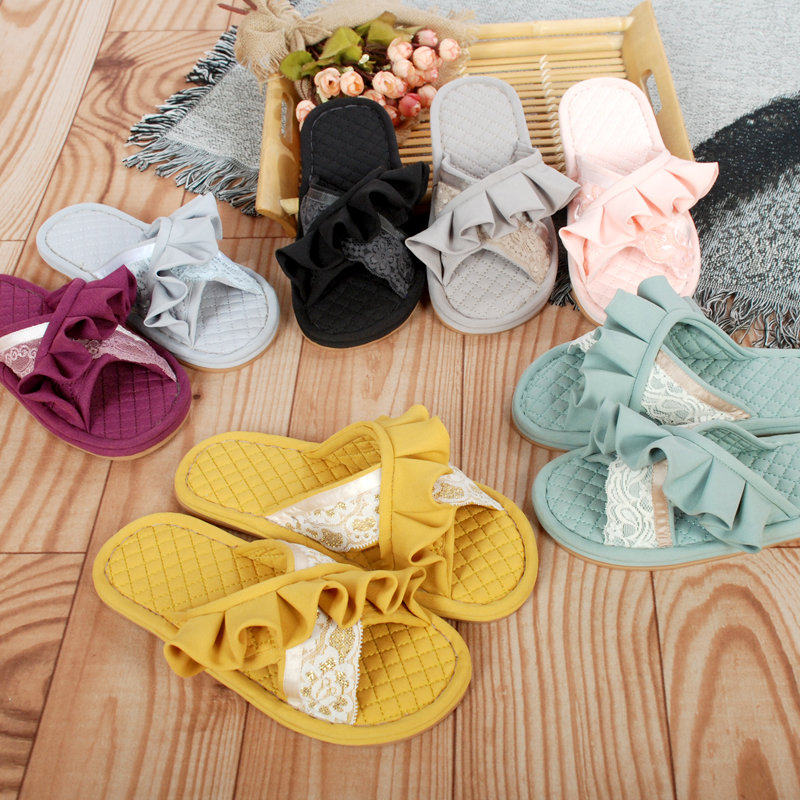 新品雅格布艺拖鞋夏季女士家居拖鞋纯棉布地板静音防滑牛筋底机洗