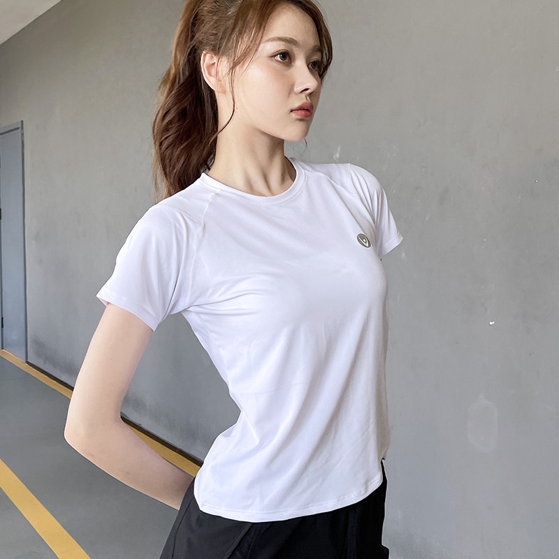 夏季新款加大码运动速干衣女健身短袖T恤瑜伽服上衣跑步训练宽松