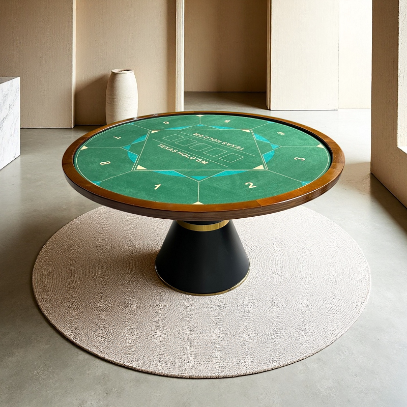 实木德州扑克棋牌桌保皇够级圆形桌斗地主牛牛炸金花打扑克牌桌子图片