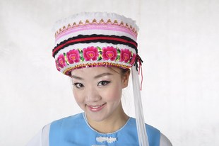 少数民族大理白族帽子/五朵金花包头白族服装/葫芦丝舞蹈演出头饰