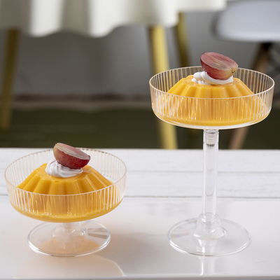 高脚鸡尾酒红酒香槟杯一次性冰淇淋慕斯布丁甜品台杯透明创意塑杯