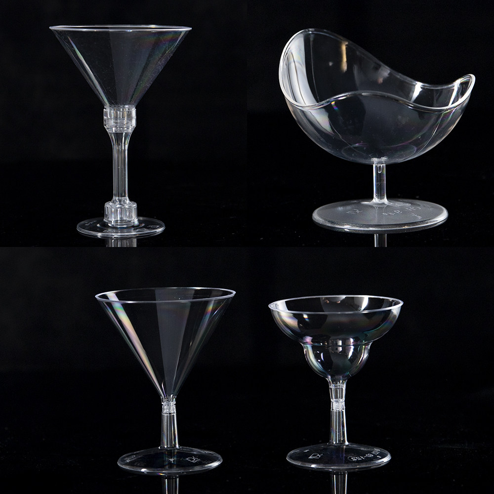 圆口高脚慕斯杯一次性杯子加厚透明红酒香槟杯甜品台布丁杯葫芦杯