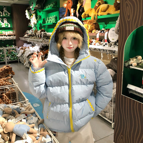 美式雪花刺绣贝壳加厚保暖棉服