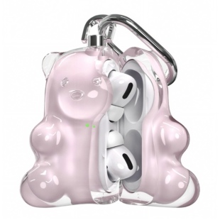 808FC原创萌系小熊Airpodspro2苹果耳机壳硬胶透粉airpods4保护套可爱软糖pro适配苹果三代四代蓝牙耳机盒