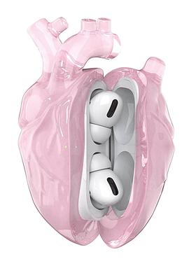 808FC原创心脏Airpodspro2苹果耳机壳液态硅胶airpods4保护套蓝牙耳机透明pro适配苹果C口全包防摔airpods3粉