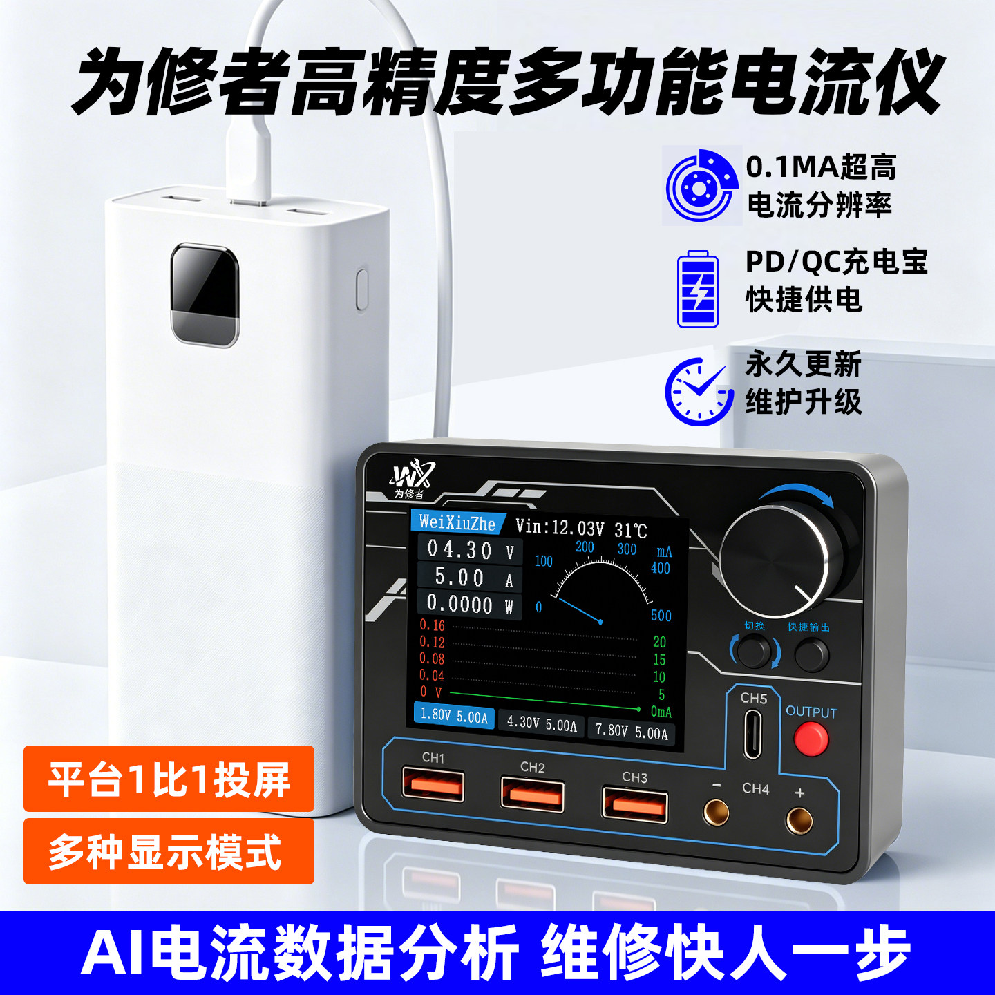为修者电流表手机维修智能电源表图片