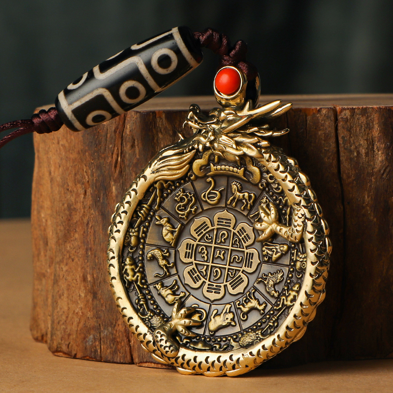 纯铜八卦九宫牌包边送挂绳