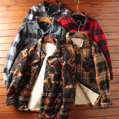 外贸出老美单 外套 加绒加厚保暖多口袋格子衬衫 箱装 好货秋冬男士