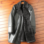 皮毛一体加绒加厚保暖中长风衣外套潮 男士 外贸出老美订单 秋冬季