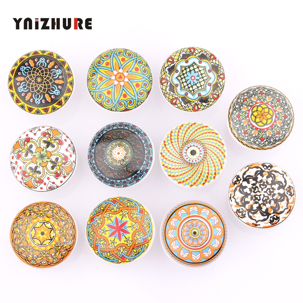 新款民族复古陶瓷抽屉柜门拉手装饰提手衣橱老式柜子通用款把手