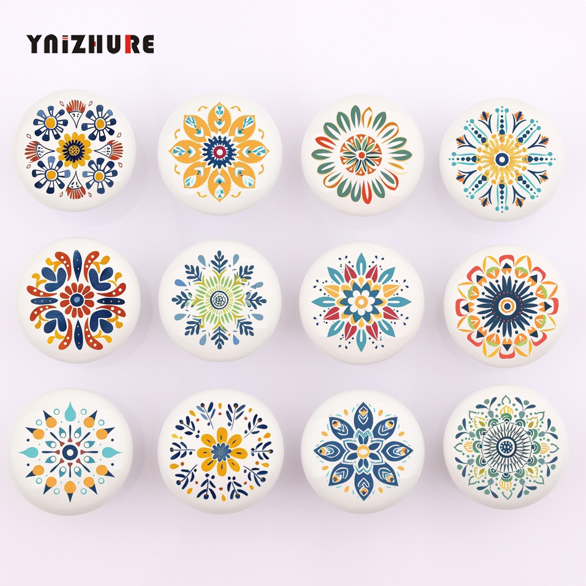 英卓曼陀罗花纹陶瓷拉手