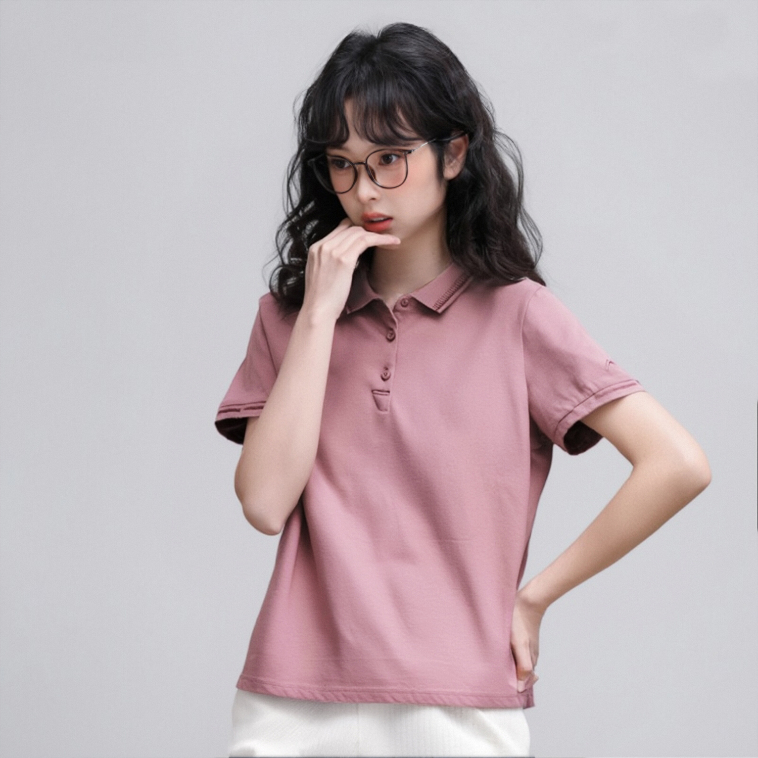 李宁POLO衫短袖女士2025新款夏季翻领运动休闲透气半袖女APLT084