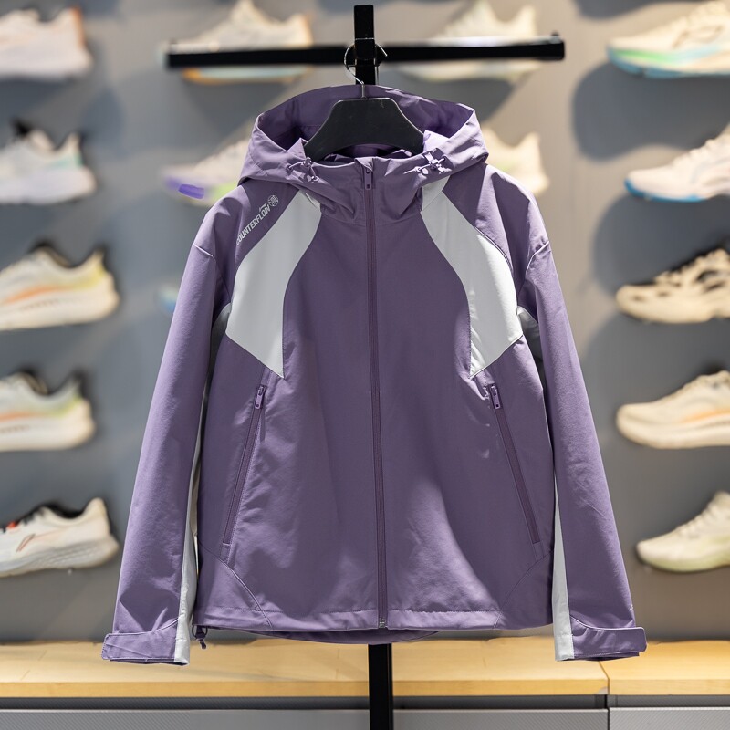 李宁运动风衣女款2026春季新款CF溯女士连帽跑步防风软壳休闲外套