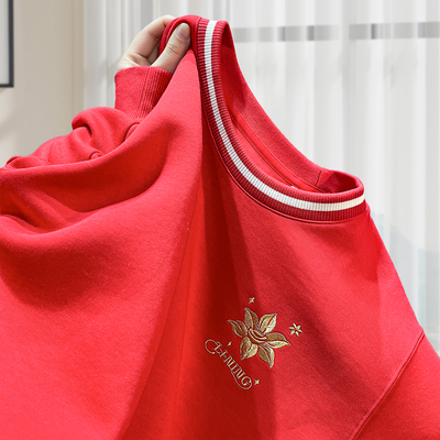 李宁卫衣女款2025春季新款日进斗金红色开衫连帽长袖上衣AWDV182