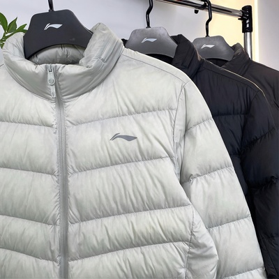 李宁羽绒服男款2025冬季新款轻薄运动修身保暖鸭绒运动服AYMU091