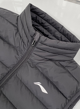 李宁羽绒马甲男2024冬季新款90%鸭绒保暖羽绒无帽背心坎肩AMRU017