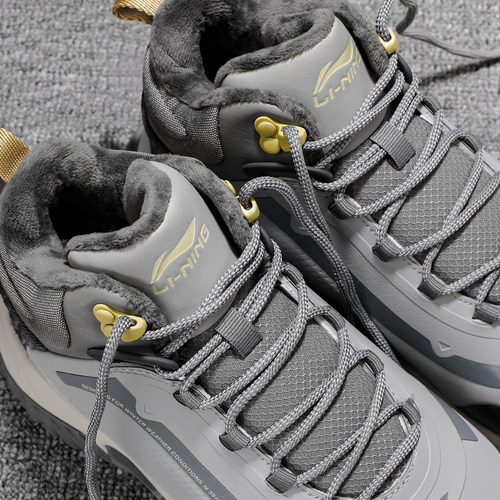 李宁运动鞋男款2025冬季新款霸虎保暖加绒厚底轻便防滑耐磨休闲鞋