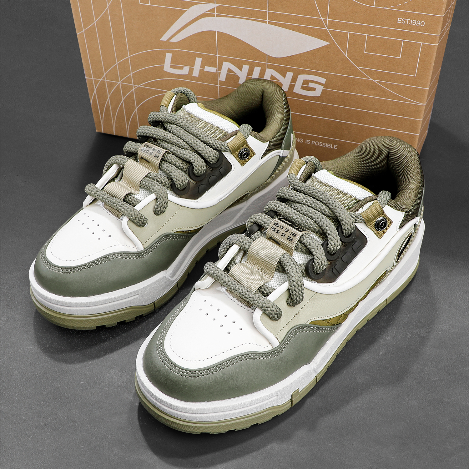 李宁系列2025冬季新款男子001 BTC MEGA舒适软弹板鞋正品休闲鞋