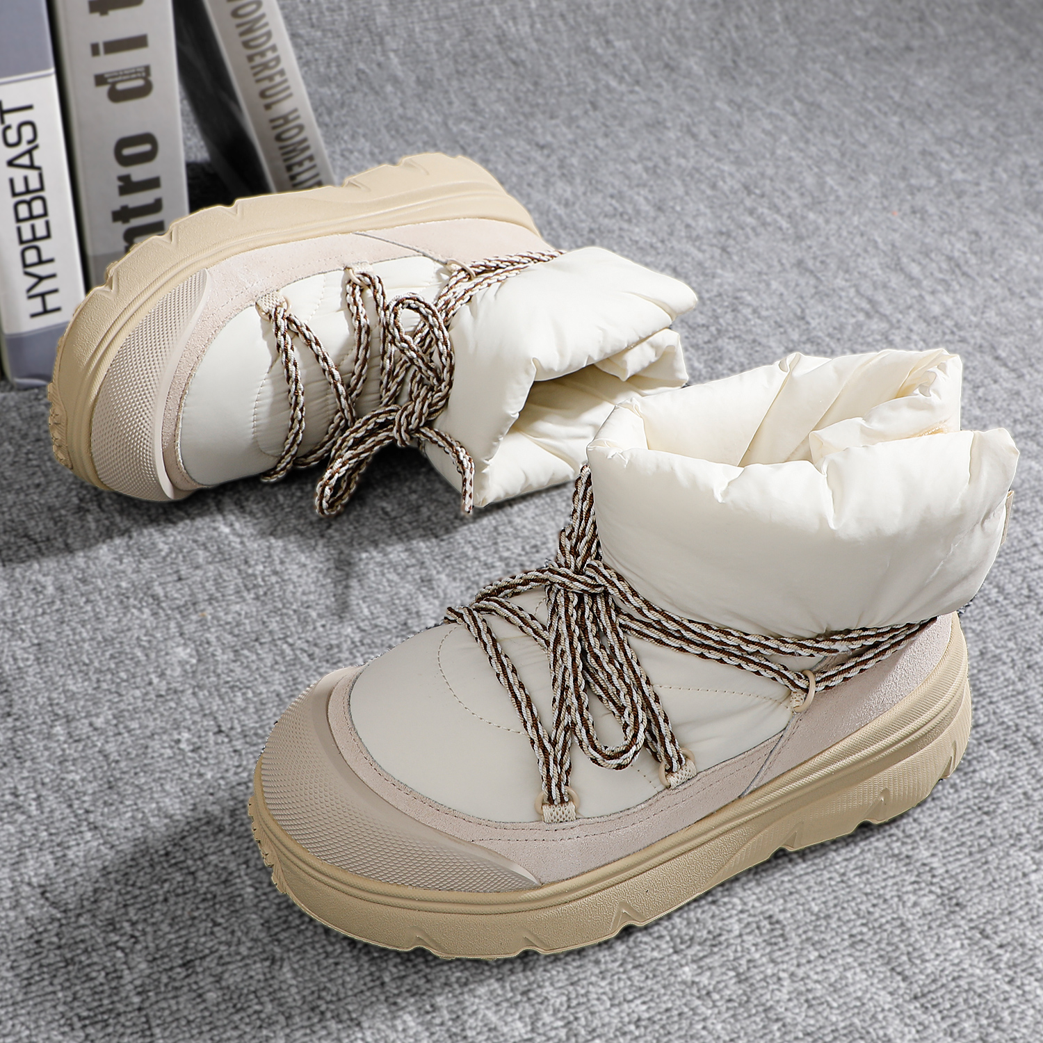 李宁蜜糖BOOT休闲鞋棉鞋女款2025冬季新款保暖防风舒适软底运动鞋