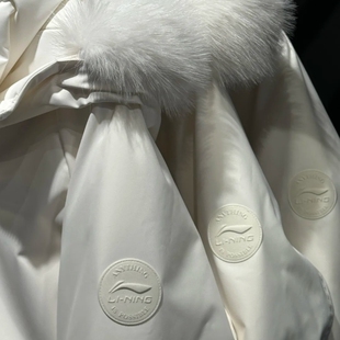 李宁羽绒服女款2024冬季新款鸭绒加厚保暖毛领连帽中长款羽绒风衣