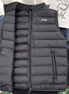 李宁羽绒马甲男2024冬季新款90%鸭绒保暖运动羽绒背心坎肩AMRU017