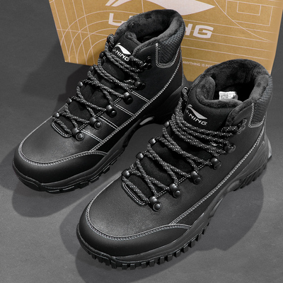 李宁霸虎LITE反光加绒保暖中帮经典运动鞋男款2025冬季新款休闲鞋