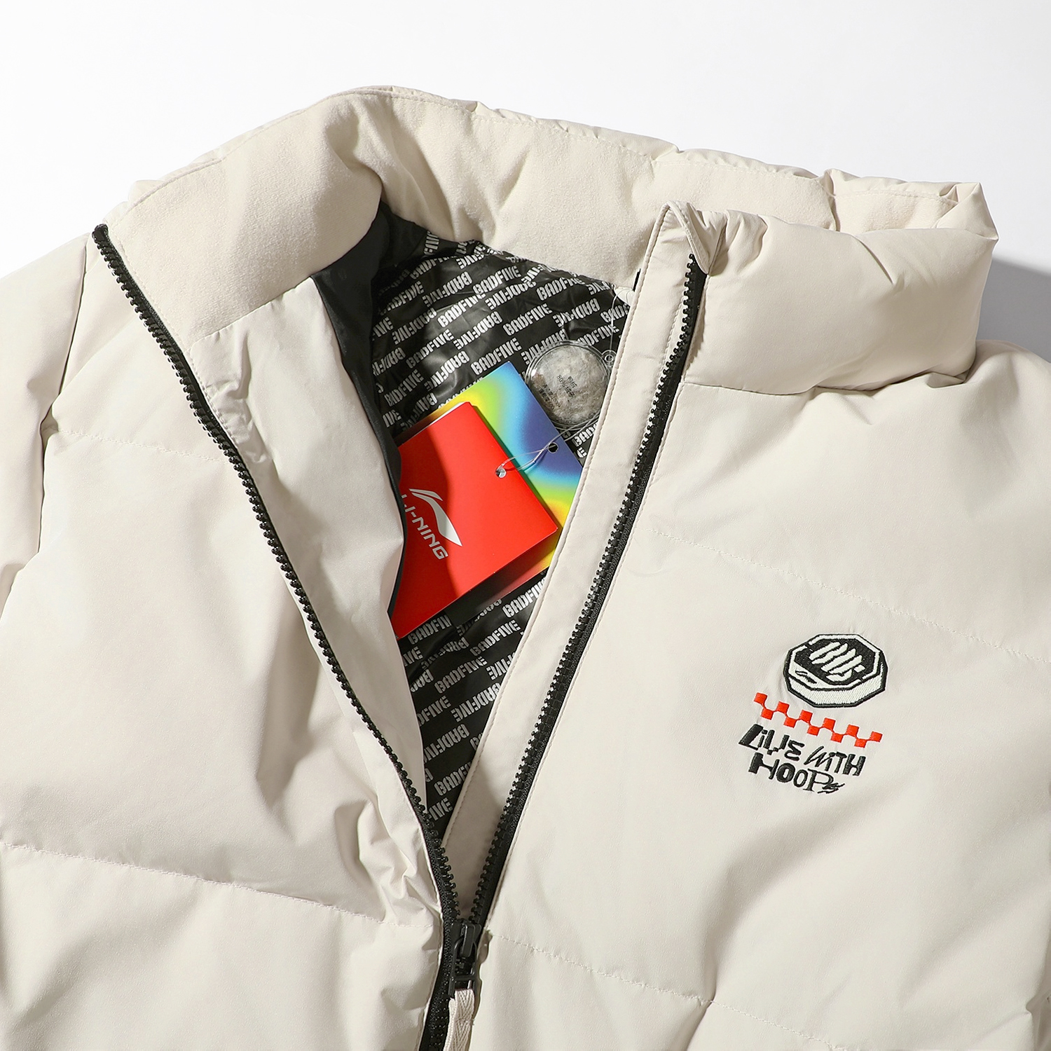 李宁反伍BADFIVE防泼水保暖宽松鸭绒羽绒服男款2025冬季新款外套