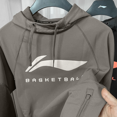 李宁卫衣男款2024冬季新款运动加厚加绒宽松套头连帽长袖AWDU527