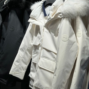 李宁羽绒服女款2024冬季新款运动加厚保暖毛领连帽中长款羽绒风衣