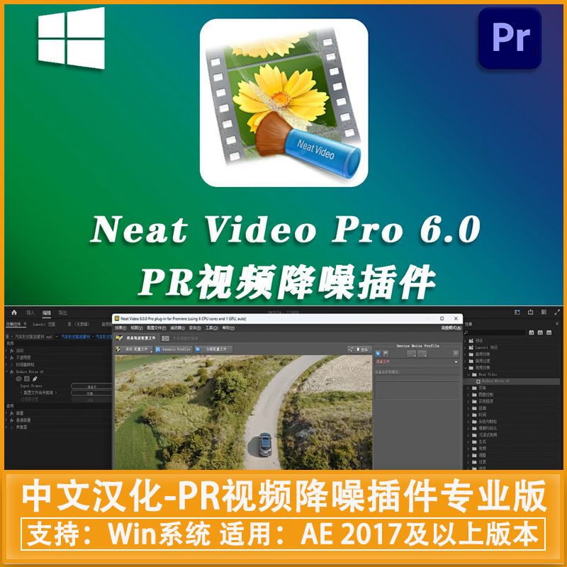 PR插件中文汉化PR视频降噪插件专业版 Neat Video Pro V6.0 Win