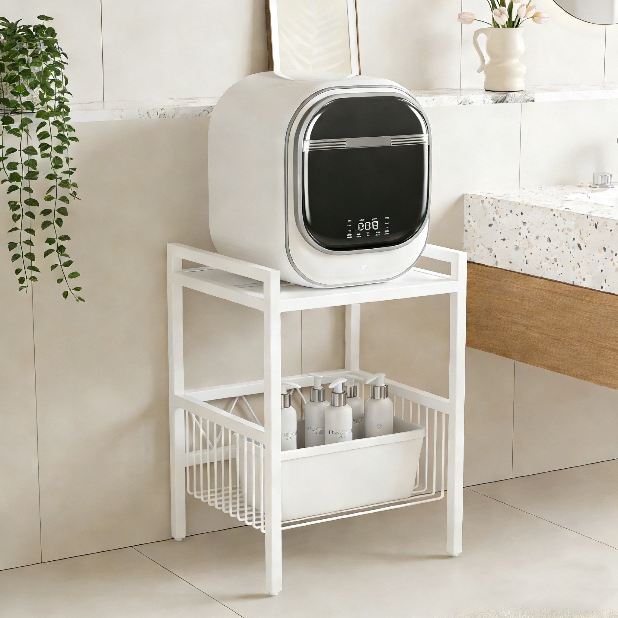 防震迷你洗衣机小吉石头内衣机抬高放置架浴室窄夹缝扫地机置物桌