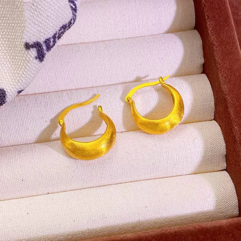 拉丝月亮几何图形耳环耳坠个性保色网红百搭耳环女