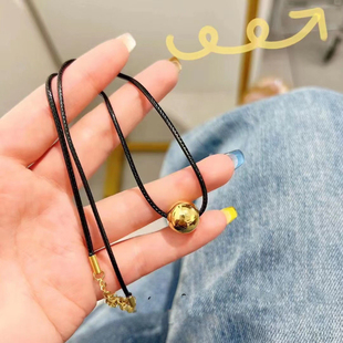 2024蜡皮绳百搭弯管百福项链锁骨绳项链防水结实女礼物潮