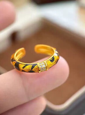 豹纹开口戒指女轻奢高级开口指环