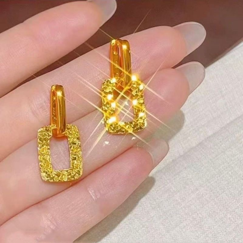 碎冰冰方形耳扣碎方糖几何图形耳环耳坠个性保色网红百搭耳环女