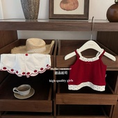 女童宝宝套装 两件套 韩系甜美波点假两件吊带背心上衣短裤 夏季 新款