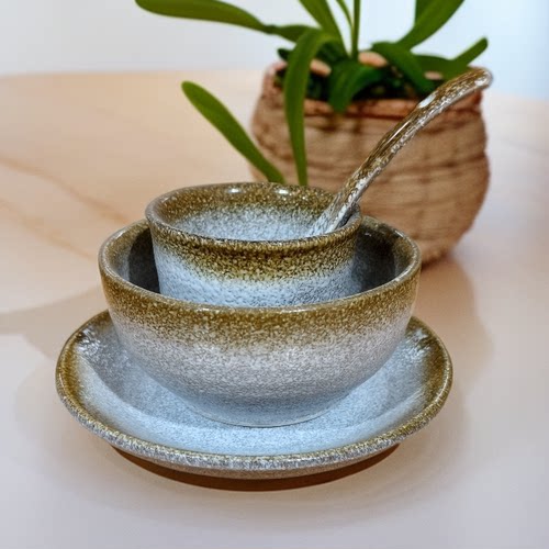 酒店餐厅摆台火锅店骨碟四件套装碗具菜盘茶杯陶瓷农家乐土陶餐具
